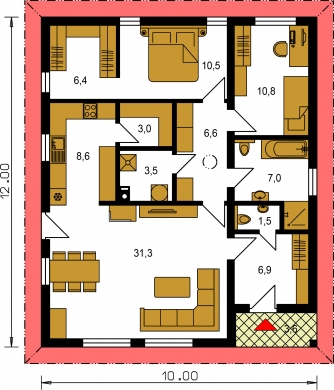 Grundriss des Erdgeschosses - BUNGALOW 197